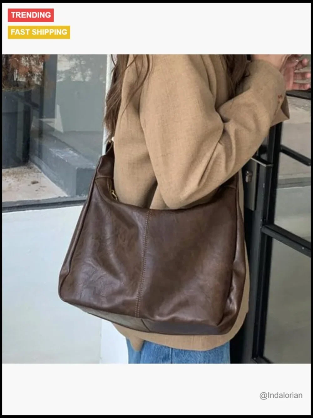 Hobo Bag Shoulder Handbag Slouchy Tote Crossbody Purse Faux Leather